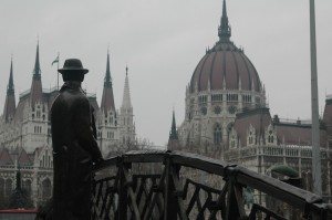 Statue of Prime Minister, Imre Nagy, murdered after the 1956 uprising, looking towards parliament.
